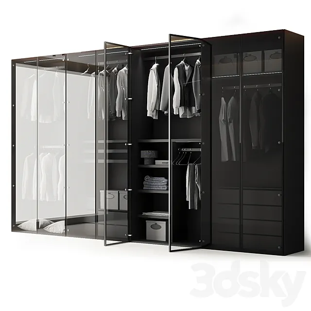 Modern Aluminum Glass Door Wardrobe 3DS Max Model