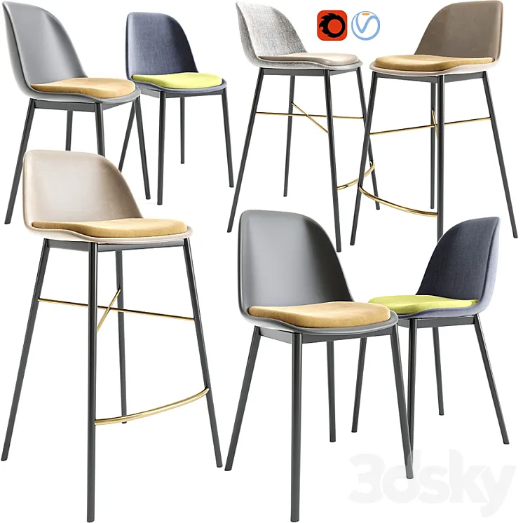 Modern Bar Stool And Dining Chair 3DS Max