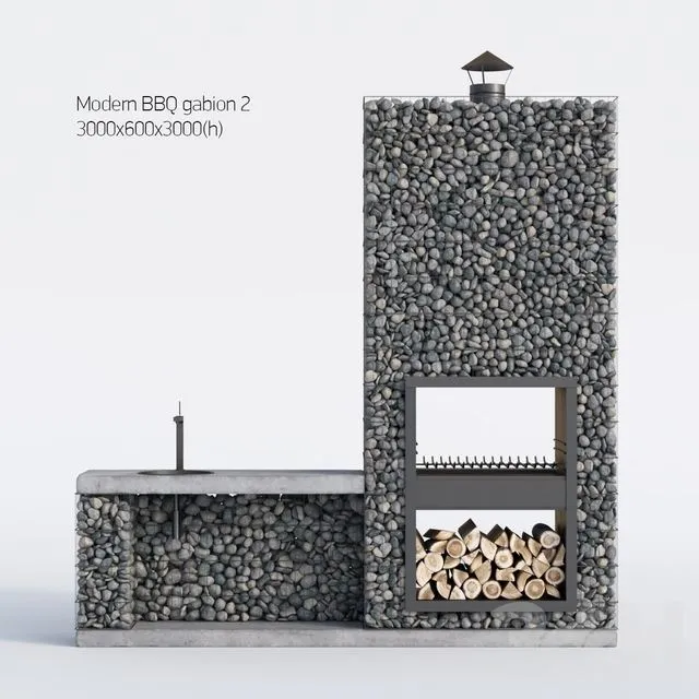 Modern barbecue from Gabion 2 3dsMax Model