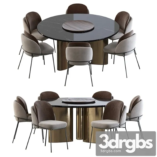 Modern baron sea foam dining chair and round table 2 3dsmax Download