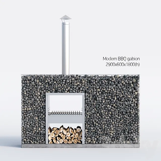 Modern BBQ gabion 3DS Max Model