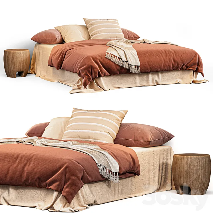 modern bed minimal Russia _crimson color 3DS Max Model