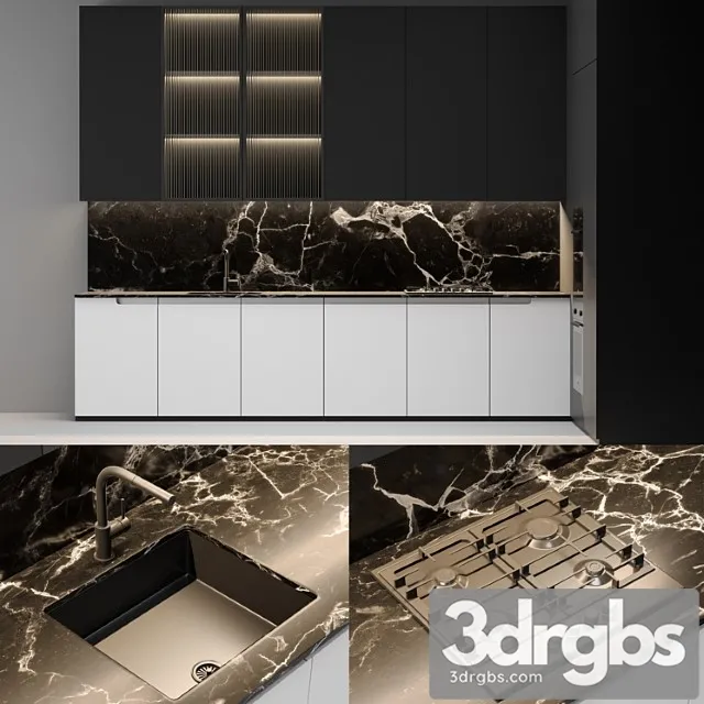 Modern black & white kitchen 3dsmax Download