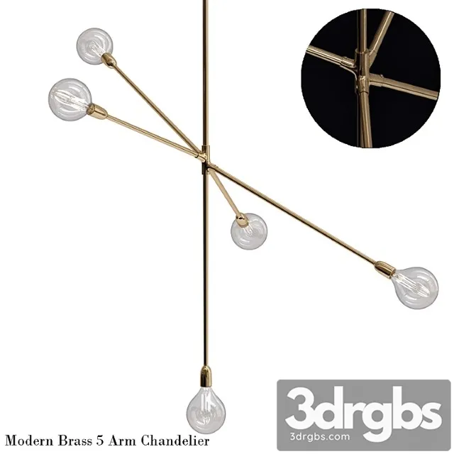 Modern brass 5 arm chandelier 3dsmax Download