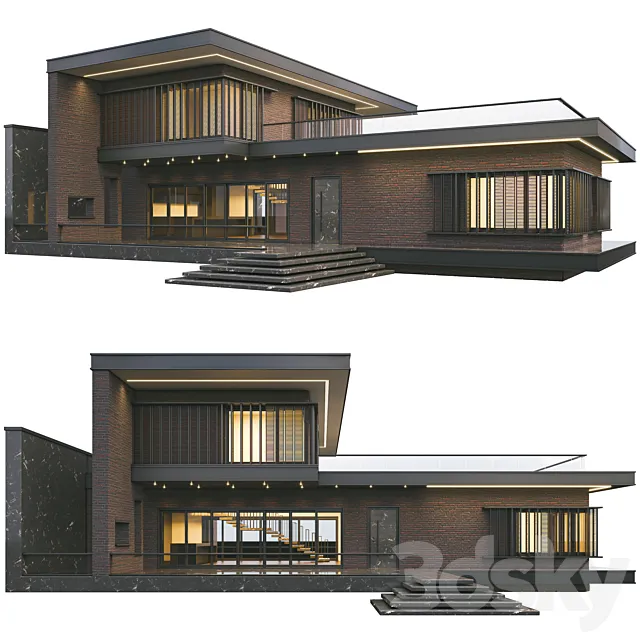 Modern brick villa 3ds Max