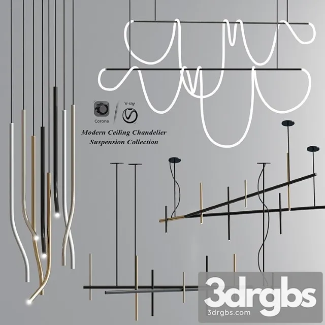 Modern ceiling chandelier suspension collection 3dsmax Download