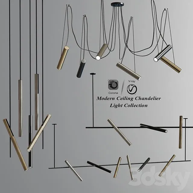 Modern Ceiling Led Chandelier Light Collection 3dsMax Model