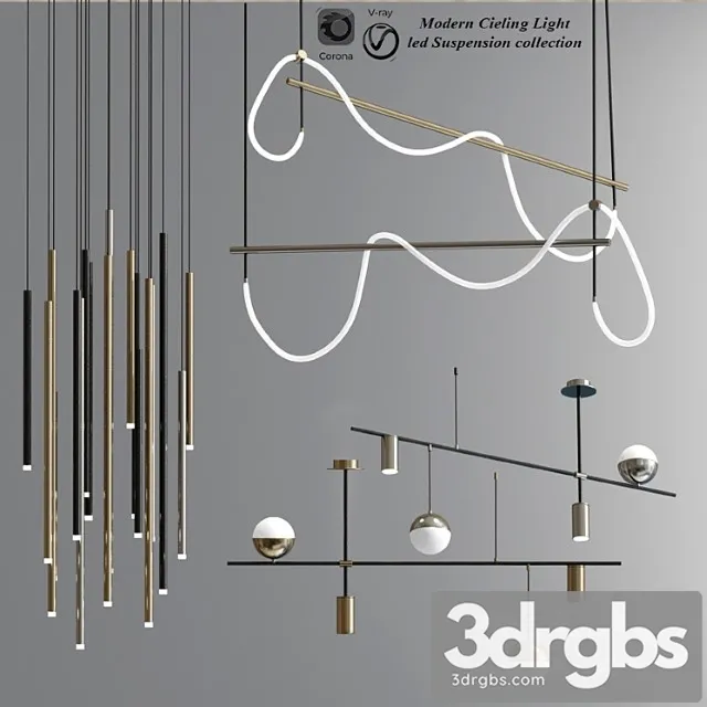 Modern ceiling light led suspension collection 3dsmax Download