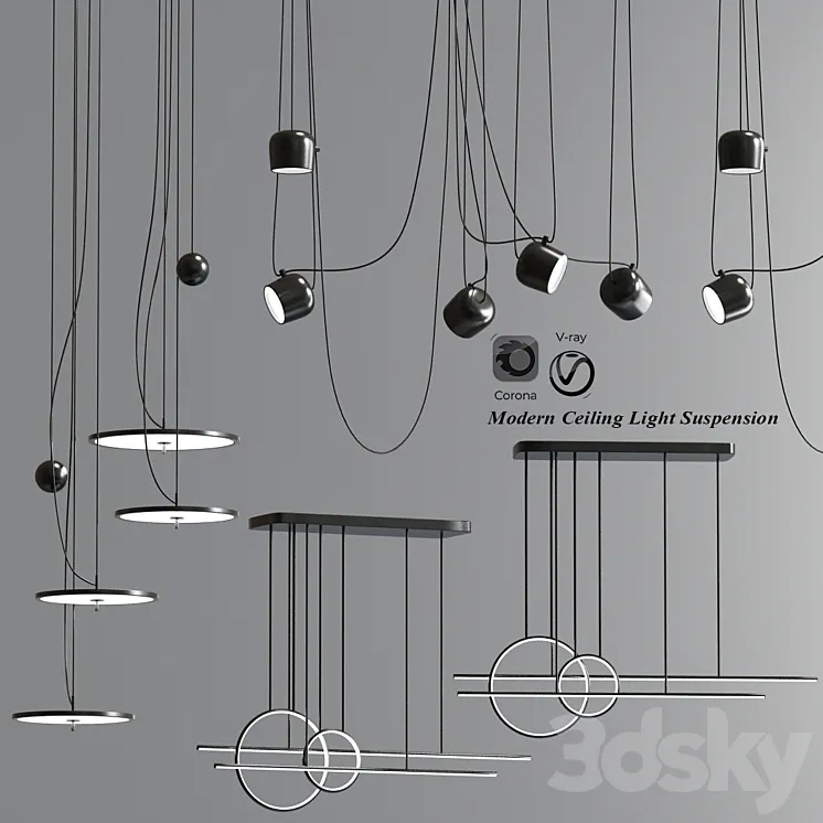 Modern Ceiling Light Suspension Pendant 3DS Max