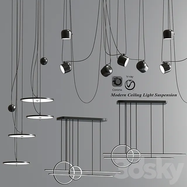 Modern Ceiling Light Suspension Pendant 3DSMax File