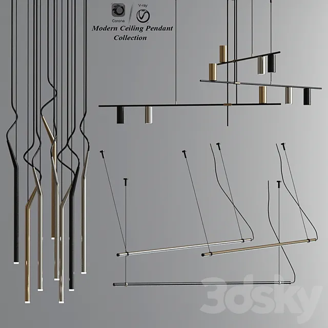 Modern Ceiling Pendant And Suspension Collection 3DS Max Model