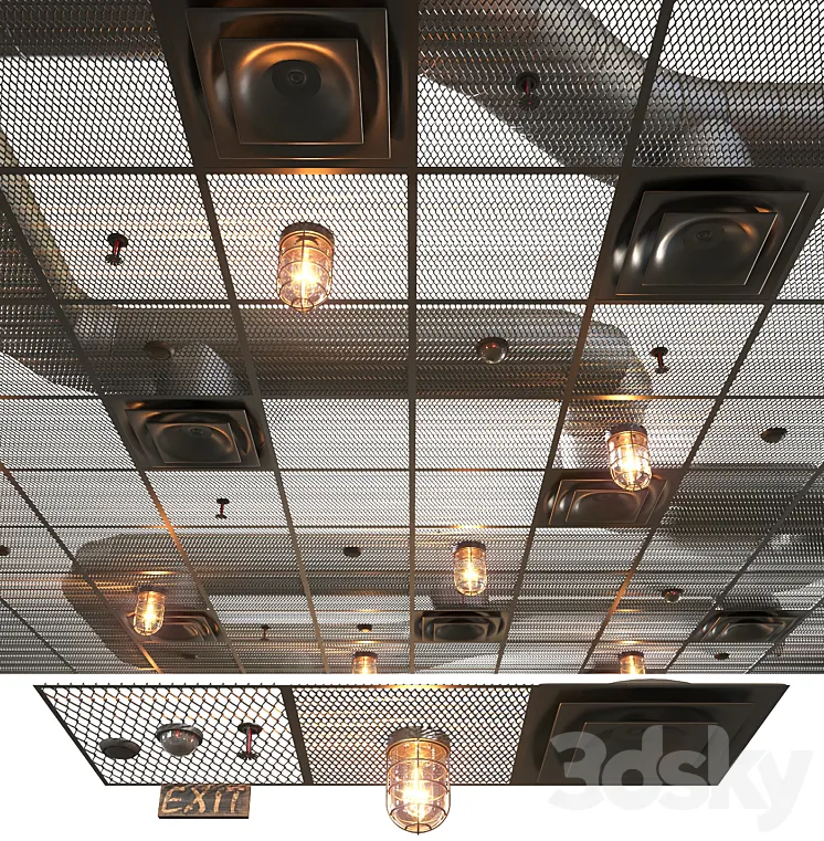 Modern ceiling system in Loft style 3DS Max