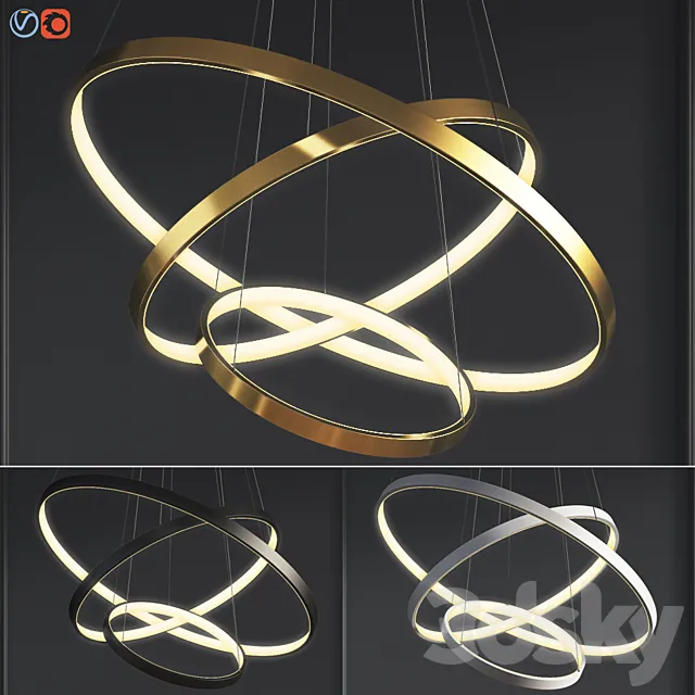 Modern Chandeliers Rings 3DS Max Model