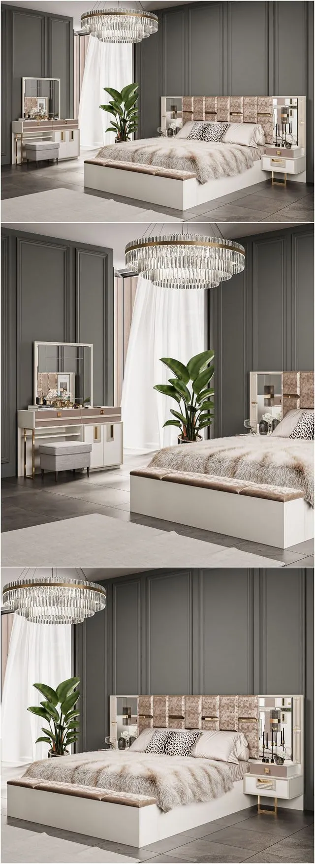 Modern classic bed furniture 002 3dsMax Model