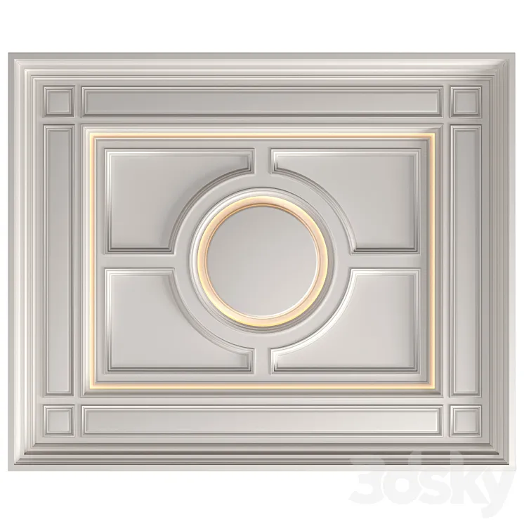 Modern coffered illuminated ceiling set Art Deco style 3DS Max Model