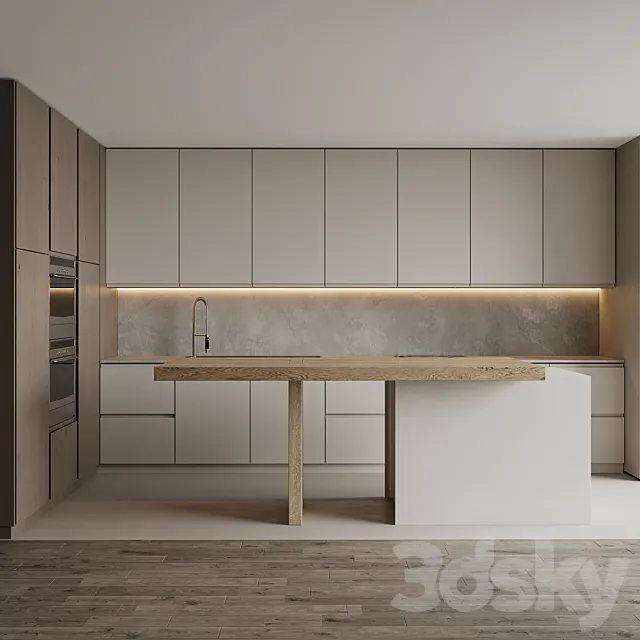 Modern corner kitchen with island 1 3ds Max