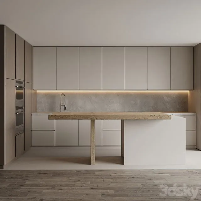 Modern corner kitchen with island 1 3dsMax Model