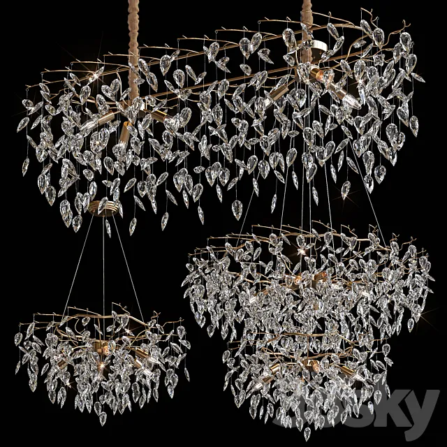 Modern crystal led chandeliers for living room 3DS Max Model