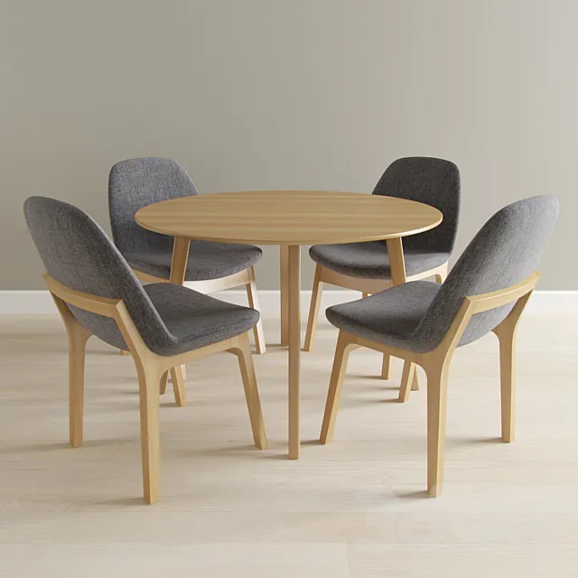 Modern Dining Table + Eiffel Wood Chair 3DSMax File