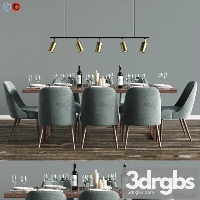 Modern dinning set 6 2 3dsmax Download