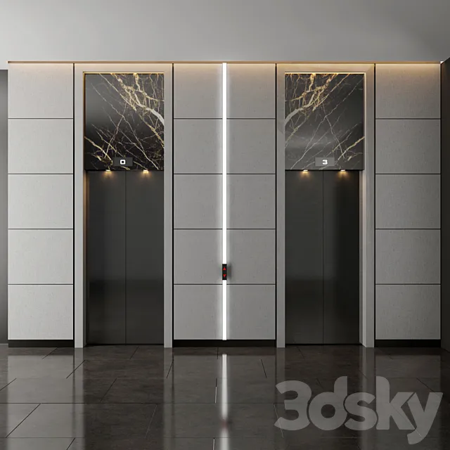 Modern elevator wall 3DS Max Model