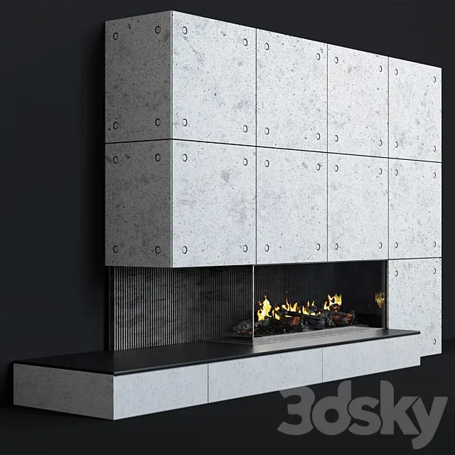 Modern fireplace 10 3ds Max