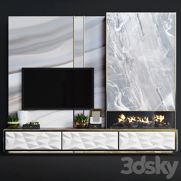 Modern fireplace 15 3DS Max