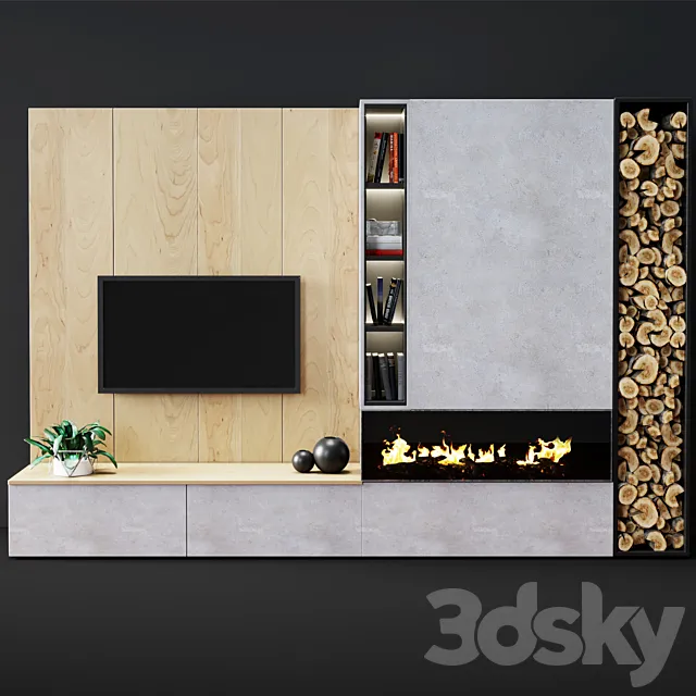 Modern fireplace 4 3DS Max Model