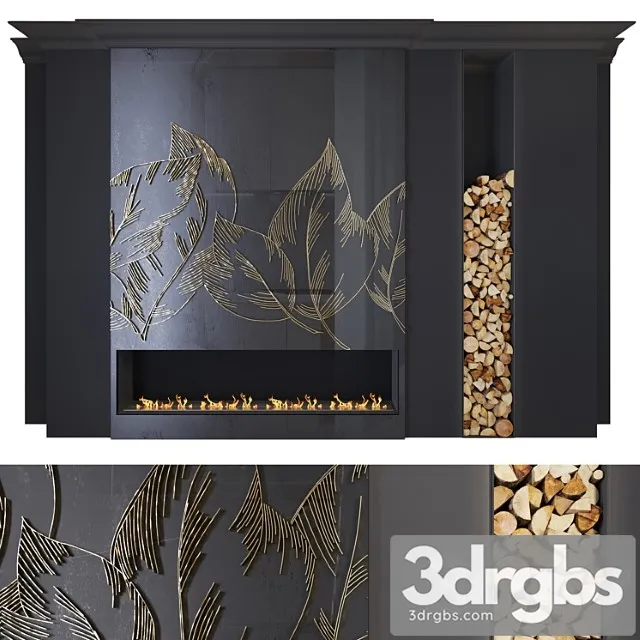 Modern fireplace (leaves1) 3dsmax Download