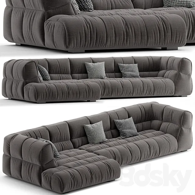 Modern Gray L-Shape Sectional sofa 3ds Max