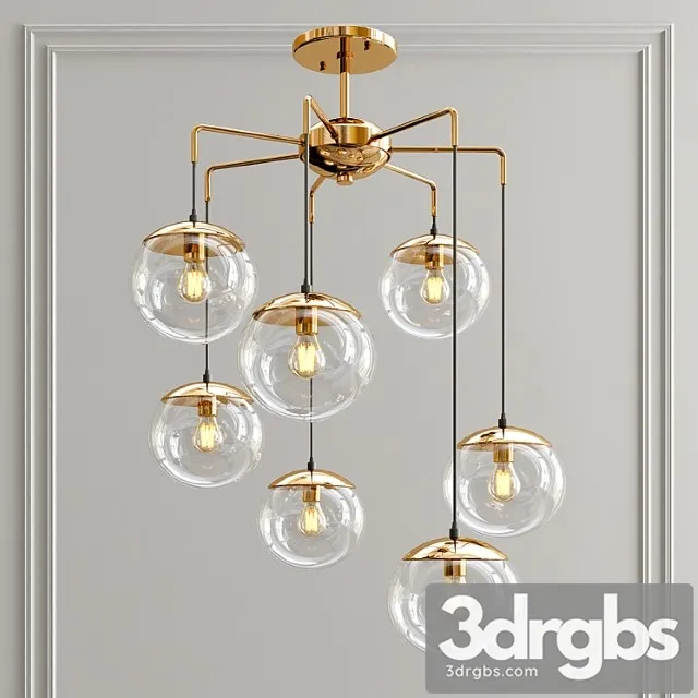 Modern Handcrafted Brass Glass Bubbles Chandelier 3dsmax Download