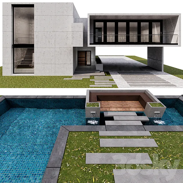 MODERN HOUSE NO14 3DS Max Model