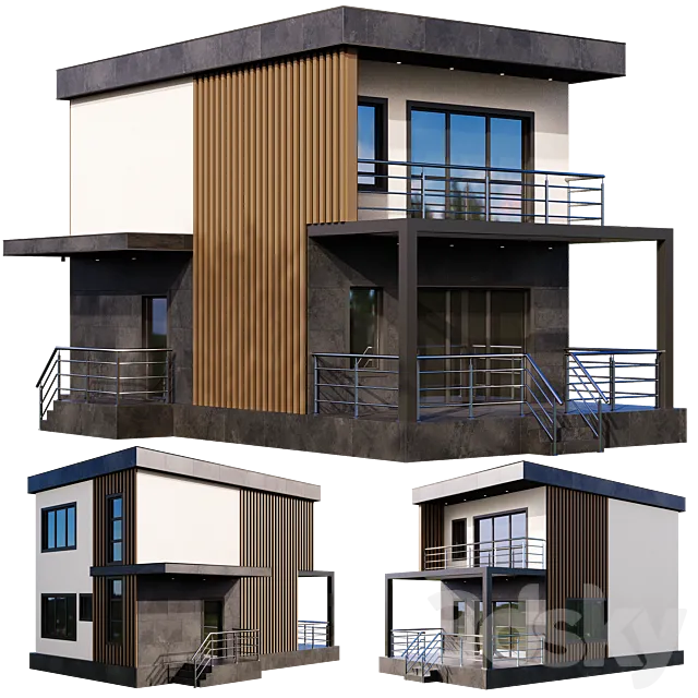 Modern house with terrace and balcony 3ds Max