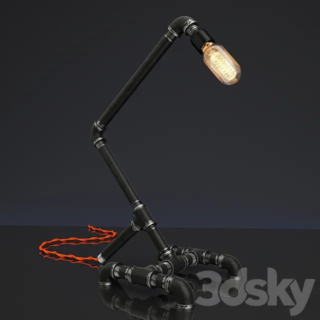 Modern Industrial Pipe Lamp 3DS Max Model