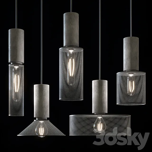 Modern industrial style pendant lamp 3DS Max Model