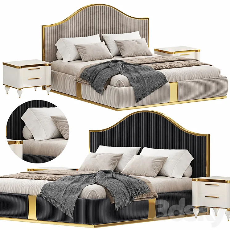 Modern Italian golden luxury bed by Lamoderno 3DS Max Model