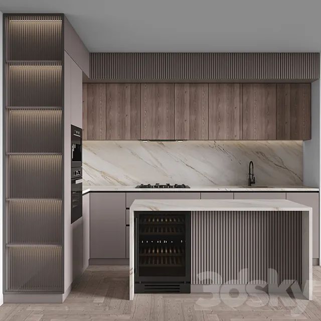 Modern Kitchen 153 (Corner Kitchen) 3ds Max