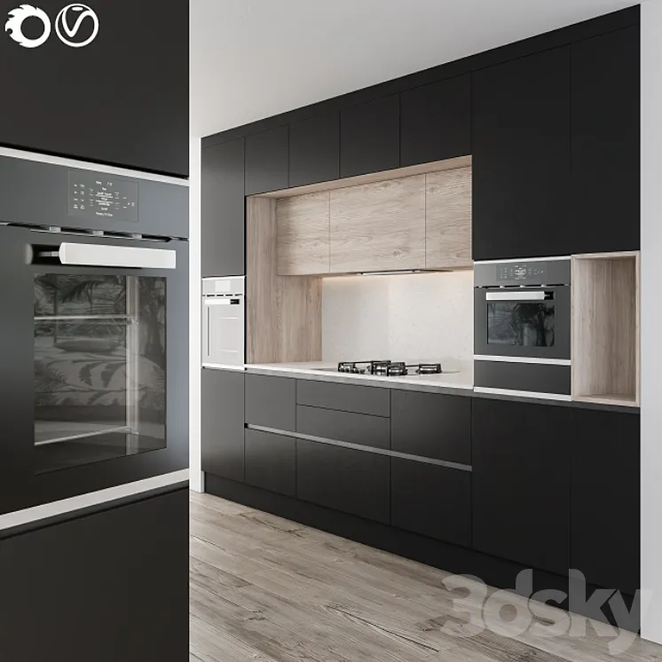 Modern kitchen black 3DS Max
