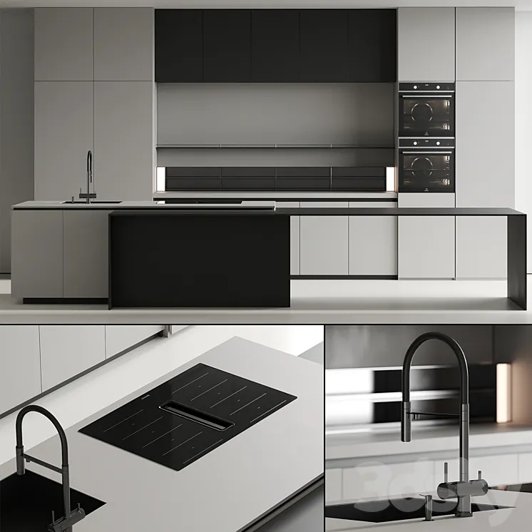 Modern kitchen with island 12 3DS Max Model