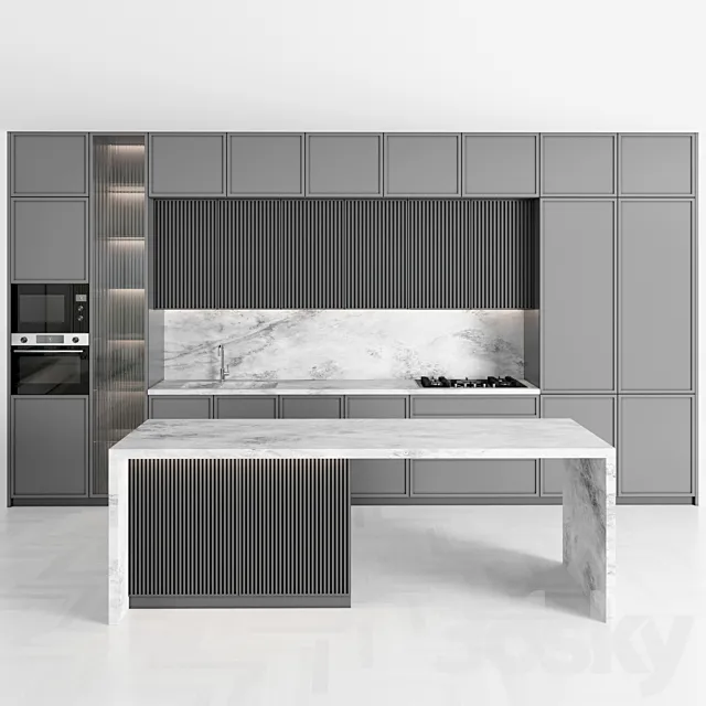 Modern kitchen with Island 3ds Max