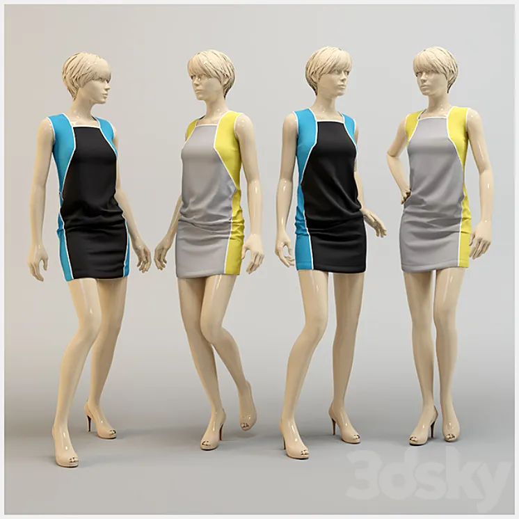 Modern knitted dress. 3DS Max
