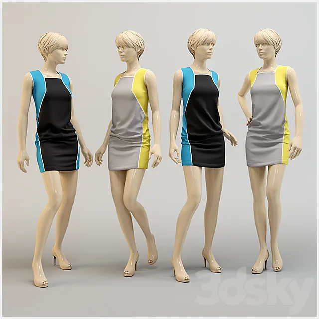 Modern knitted dress. 3DSMax File