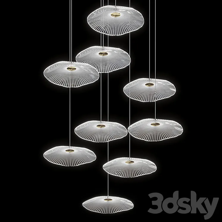 Modern LED ceiling lamp Ing in the form of a lotus leaf 3DS Max Model