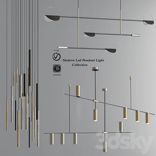 Modern Led Pendant Light Collection 3ds Max