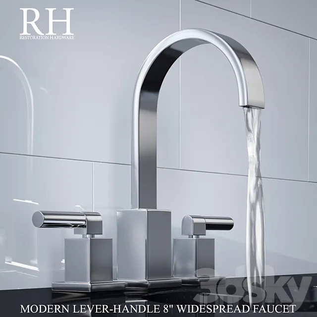 MODERN LEVER-HANDLE 8in WIDESPREAD FAUCET 3DSMax File