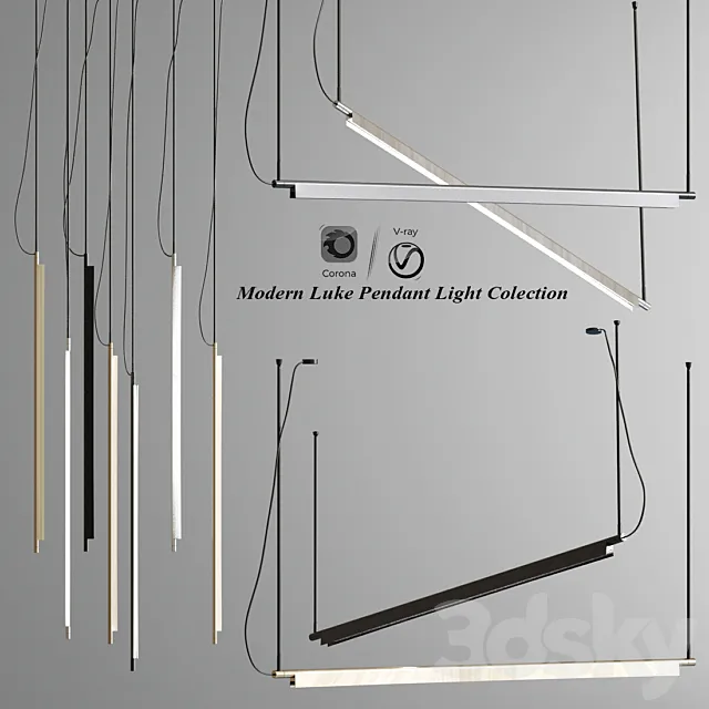 Modern Luke Pendant Light Collection 3ds Max