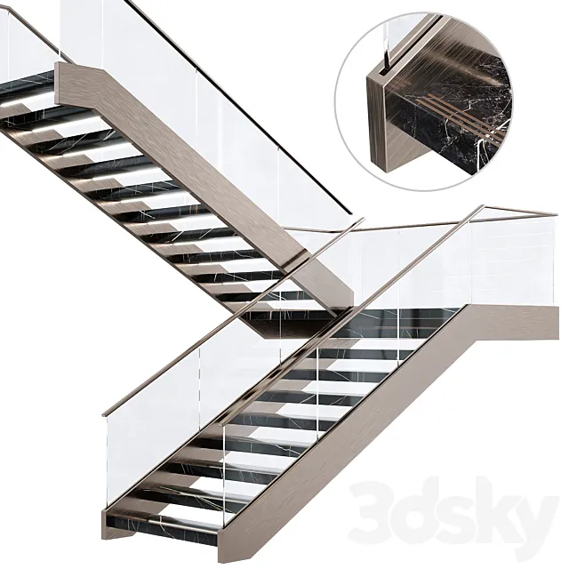 Modern luxury staircase 2 3ds Max