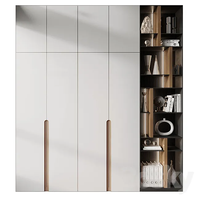 Modern luxury wooden bookshelf GHS-2406 3ds Max