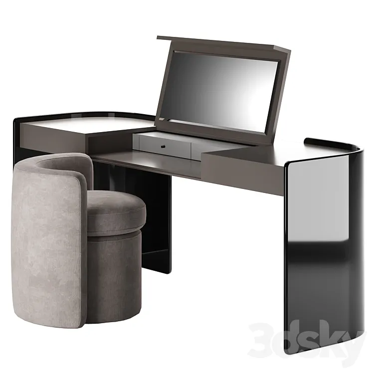 Modern Make Up Table with Pouf 3DS Max Model