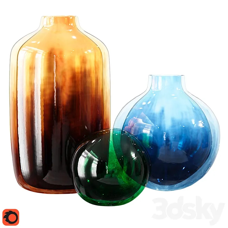 Modern Murano Vase Glass Set 3DS Max